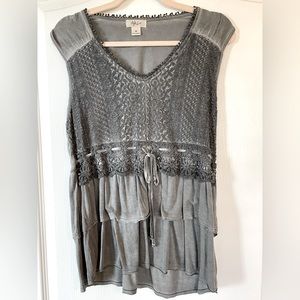 26.  Medium Style & Co Sleeveless Tee Grey tunic 18 ptp Cotton blend NWT